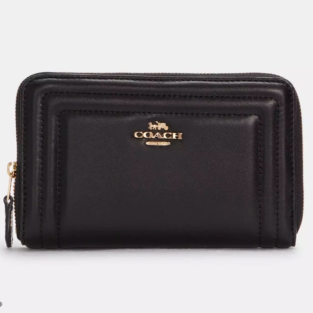 Coach Black Leather Zip Wallet